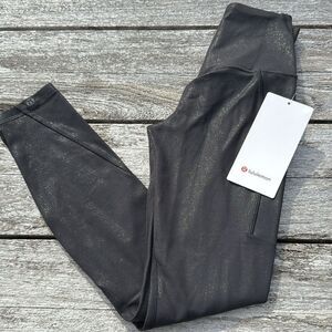 Lululemon Align High-Rise Pant Pockets‎ 25" Shimmer Luxe Shine Black size 0 NWT